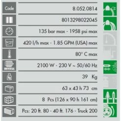 Lavor - Nettoyeur Haute Pression Eau Chaude 2100W 135 Bars 420L/h - XTR 1007 -Nettoyeur Haute Pression Soldes 1678977 3