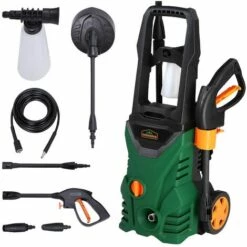 GARDEBRUK Nettoyeur Haute Pression 1400 W, 105 Bars, 5 Litres/min Tuyau De 6m Câble De 5 M Lance Buses Brosse Rotative Flacon