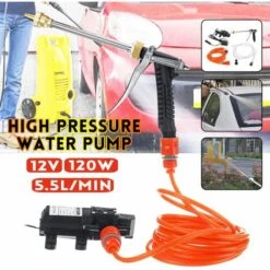 INSMA 12V 120W Pression Laveuse 5-Mode Pulverisateur Pistolet Voiture Lavage Pompe