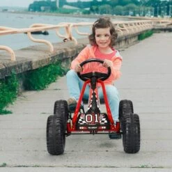 COSTWAY Kart à Pédales Vélo Et Véhicule Pour Enfants Siège Réglable Avec Frein à Main