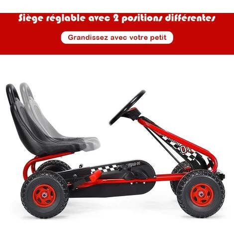 COSTWAY Kart à Pédales Vélo Et Véhicule Pour Enfants Siège Réglable Avec Frein à Main 4 COSTWAY Kart à Pédales Vélo Et Véhicule Pour Enfants Siège Réglable Avec Frein à Main – Image 2
