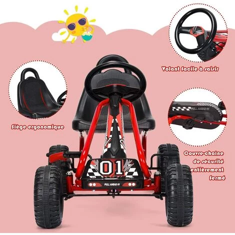 COSTWAY Kart à Pédales Vélo Et Véhicule Pour Enfants Siège Réglable Avec Frein à Main 6 COSTWAY Kart à Pédales Vélo Et Véhicule Pour Enfants Siège Réglable Avec Frein à Main – Image 4