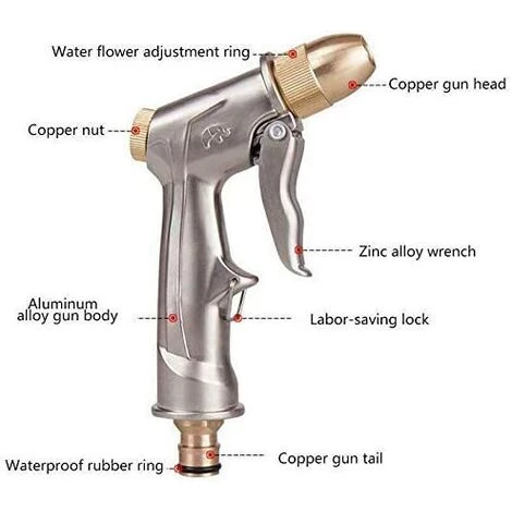 BRIDAY Pistolet D'arrosage à Haute Pression Pour Eau De Jardin Avec Buse En Laiton, Parfait Pour Laver/arroser Les Pelouses Et Les Jardins/trottoirs - Pistolet Pulvérisateur De Jardin Court 5 BRIDAY Pistolet D'arrosage à Haute Pression Pour Eau De Jardin Avec Buse En Laiton, Parfait Pour Laver/arroser Les Pelouses Et Les Jardins/trottoirs - Pistolet Pulvérisateur De Jardin Court – Image 3