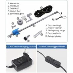 TRIOMPHE Nettoyeur électrique De L'aquarium De, Aspirateur D'aquarium Avec Fonction De Nettoyage D'algues / Saleté D'aquarium, Pompe à Changement D'eau, Pulvérisateur D'eau, Nettoyant De Gravier Pour Grands Et Petits Aquariums (28 W) -Nettoyeur Haute Pression Soldes 32848745 3