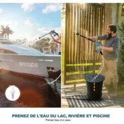 Nettoyeur Haute Pression Sans Fil, Pistolet A Eau Haute Pression Batterie 18V, 6m Tuyaux, 4 Buses De Pulvérisation, WESCO WS8800 -Nettoyeur Haute Pression Soldes 33267240 4