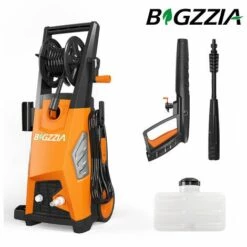 BIGZZIA Nettoyeur Haute Pression - 150 Bar /Très Puissant - 2000W Control- Livré Avec Kit D'accessoires Complet Orange 6.7 L / Min