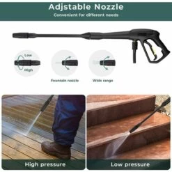PEDY Nettoyeur Haute Pression, 1800W, Pression 160 Bar(max.), Pour Voiture, Jardin, Terrasse, 1x Pistolet Haute Pression, 2x Buse Réglable, 1x Nettoyeur De Surface, Câble De 9,7 M, Tuyau 6,2 M -Nettoyeur Haute Pression Soldes 35178067 5