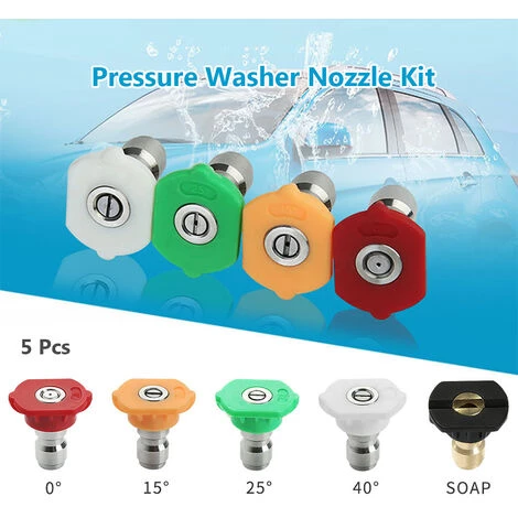 KKMOON Cinq Buses En Eventail Pour Pistolets A Eau De Nettoyeurs Haute Pression 1/4 Buses A Insertion Rapide 0°/15°/25°/40°/buse Mousse 5 KKMOON Cinq Buses En Eventail Pour Pistolets A Eau De Nettoyeurs Haute Pression 1/4 Buses A Insertion Rapide 0°/15°/25°/40°/buse Mousse – Image 3