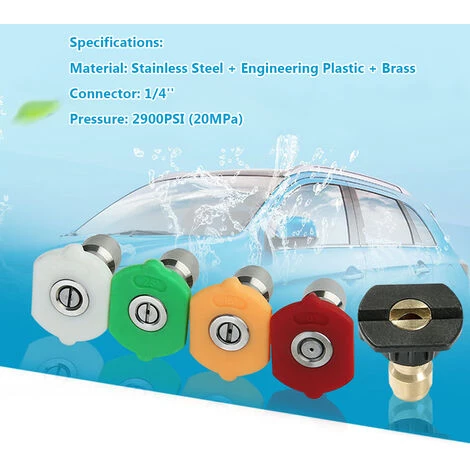 KKMOON Cinq Buses En Eventail Pour Pistolets A Eau De Nettoyeurs Haute Pression 1/4 Buses A Insertion Rapide 0°/15°/25°/40°/buse Mousse 6 KKMOON Cinq Buses En Eventail Pour Pistolets A Eau De Nettoyeurs Haute Pression 1/4 Buses A Insertion Rapide 0°/15°/25°/40°/buse Mousse – Image 4