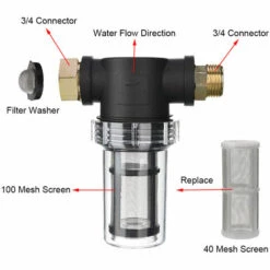 HAPPYSHOPPING Filtre De Robinet De Pre-filtre De Nettoyeur Haute Pression Avec Filtre 100 Mesh Et 40 Mesh 2 Joints 3 Bouchons De Filtre -Nettoyeur Haute Pression Soldes 35745551 3