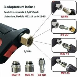 HAPPYSHOPPING Pistolet De Lavage Haute Pression, Lance, Kit De Buses, Kit D'embouts 4000psi M22 -Nettoyeur Haute Pression Soldes 36137181 4