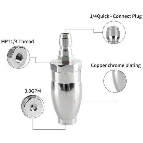 HAPPYSHOPPING Buse De Moteur Rotative 3600PSI 1/4 '' Connecteur Rapide Pour Nettoyage De Pulverisateur De Nettoyeur Haute Pression, Modele: Argent 7 HAPPYSHOPPING Buse De Moteur Rotative 3600PSI 1/4 '' Connecteur Rapide Pour Nettoyage De Pulverisateur De Nettoyeur Haute Pression, Modele: Argent – Image 5