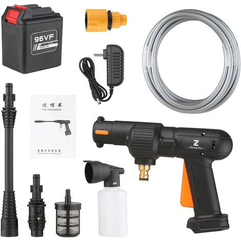 HAPPYSHOPPING Pistolet De Nettoyage A Haute Pression Sans Fil 600W Outil De Nettoyage De Voiture Electrique Dispositif De Nettoyage De Voiture Portable Pompe A Eau Avec Bouteille Moussante Pour Le Nettoyage De La Voiture, L'arrosage Du Jardin, Le Nettoyage Des Velos Et 4 HAPPYSHOPPING Pistolet De Nettoyage A Haute Pression Sans Fil 600W Outil De Nettoyage De Voiture Electrique Dispositif De Nettoyage De Voiture Portable Pompe A Eau Avec Bouteille Moussante Pour Le Nettoyage De La Voiture, L'arrosage Du Jardin, Le Nettoyage Des Velos Et – Image 2