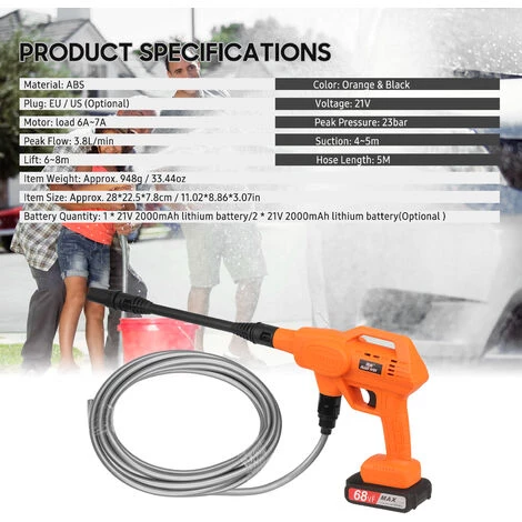ASUPERMALL Machine De Nettoyage De Vehicule De Lave-Auto Domestique 21V Outil De Lavage De Voiture A Haute Pression Machine A Laver De Voiture Portable Rondelle D'Automobile - Avec Deux Batterie Au Lithium Prise Ue 7 ASUPERMALL Machine De Nettoyage De Vehicule De Lave-Auto Domestique 21V Outil De Lavage De Voiture A Haute Pression Machine A Laver De Voiture Portable Rondelle D'Automobile - Avec Deux Batterie Au Lithium Prise Ue – Image 5