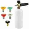 HAPPYSHOPPING Pulverisateur De Mousse A Degagement Rapide A Jet De Nettoyeur Haute Pression Automatique Snow Foam Lance Avec Connecteur Rapide 1/4 '' Et 5 Embouts De Buse De Lave-glace, Modele: 1L -Nettoyeur Haute Pression Soldes 38588512 1