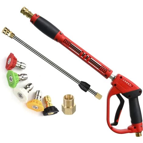 BARES Pistolet De Laveuse à Pression De Luxe, Avec Rallonge De Baguette De Rechange, 5 Embouts De Buse, Raccord M22, 40 Pouces, 5000 PSI 3 BARES Pistolet De Laveuse à Pression De Luxe, Avec Rallonge De Baguette De Rechange, 5 Embouts De Buse, Raccord M22, 40 Pouces, 5000 PSI