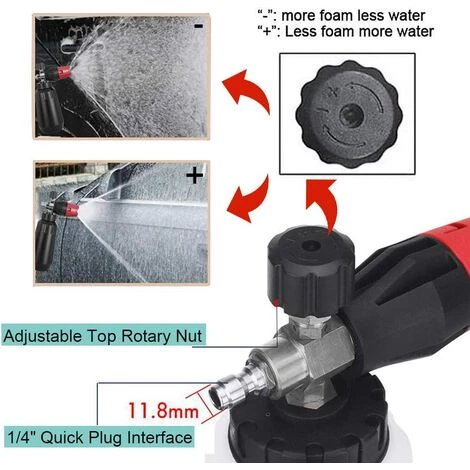 DONTODENT Lance à Mousse De Neige Réglable, Canon à Mousse Avec Raccord Rapide 1/4, 1L Bouteille Résistant à La Corrosion, Pour Série Pistolet Laveuse à Pression Nettoyage Voiture Compatible,Noir 3 DONTODENT Lance à Mousse De Neige Réglable, Canon à Mousse Avec Raccord Rapide 1/4, 1L Bouteille Résistant à La Corrosion, Pour Série Pistolet Laveuse à Pression Nettoyage Voiture Compatible,Noir