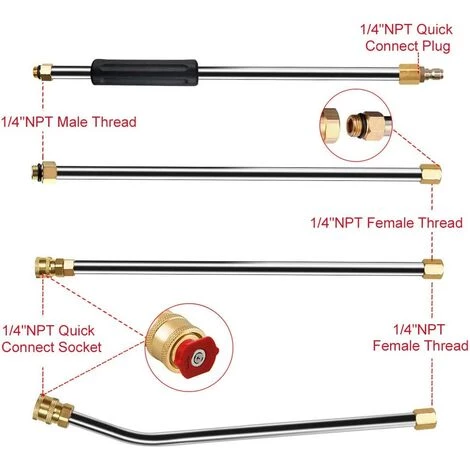 AIDUCHO 7 Pièces/ensemble 4000 PSI Rallonges De Laveuse à Pression, Outils De Nettoyage De Gouttière En Acier Inoxydable, Lance De Remplacement Télescopique, Embouts De Buses De Lave-vitre 7 AIDUCHO 7 Pièces/ensemble 4000 PSI Rallonges De Laveuse à Pression, Outils De Nettoyage De Gouttière En Acier Inoxydable, Lance De Remplacement Télescopique, Embouts De Buses De Lave-vitre – Image 5