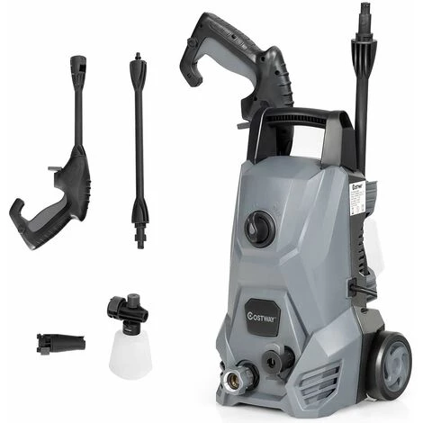 GOPLUS Nettoyeur à Haute Pression ?lectrique Portable Avec 2 Buses Rempla?ables Et 2 Roues, C?ble Et Tuyau De 5 CM Pour Voiture, Cl?ture, Fenêtre (1500 W, 105 Bar, 6,8L/min) 3 GOPLUS Nettoyeur à Haute Pression ?lectrique Portable Avec 2 Buses Rempla?ables Et 2 Roues, C?ble Et Tuyau De 5 CM Pour Voiture, Cl?ture, Fenêtre (1500 W, 105 Bar, 6,8L/min)