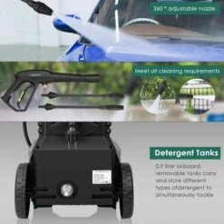 BAMNY Nettoyeur Haute Pression, Nettoyeur Avec Enrouleur De Flexible Et 6,2m Tuyau, Pistolet Haute Pression, Buses Réglable, Brosse De Lavage, Cable De 4,8 M, 1800 W,Max 160 Ba ,480 L/h,pour Voiture, Jardin -Nettoyeur Haute Pression Soldes 42035704 4
