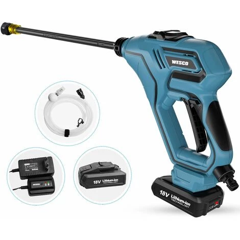 WESCOTOOLS 18V Nettoyeur Haute Pression Sans Fil 6m Tuyaux, 4 Buses De Pulvérisation - WESCO 3 WESCOTOOLS 18V Nettoyeur Haute Pression Sans Fil 6m Tuyaux, 4 Buses De Pulvérisation - WESCO