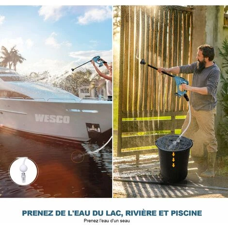 WESCOTOOLS 18V Nettoyeur Haute Pression Sans Fil 6m Tuyaux, 4 Buses De Pulvérisation - WESCO 5 WESCOTOOLS 18V Nettoyeur Haute Pression Sans Fil 6m Tuyaux, 4 Buses De Pulvérisation - WESCO – Image 3