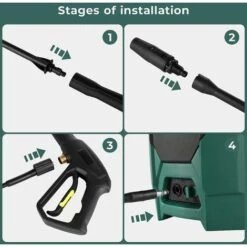 Gizcam Nettoyeur Haute Pression, 1800W, Pression 160 Bar(max.), Pour Voiture, Jardin, Terrasse, 1x Pistolet Haute Pression, 2x Buse Réglable, 1x Nettoyeur De Surface, Câble De 9,7 M, Tuyau 6,2 M -Nettoyeur Haute Pression Soldes 42694233 4