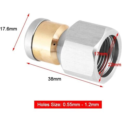 ALMI Buse De Nettoyage Rotative 3/8'' BSP Pour Lances De Nettoyeur Haute Pression En Acier Inoxydable 304 Et Laiton 4 ALMI Buse De Nettoyage Rotative 3/8'' BSP Pour Lances De Nettoyeur Haute Pression En Acier Inoxydable 304 Et Laiton – Image 2