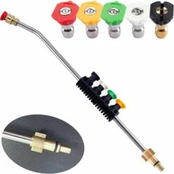 ALMI Pistolet De Pulvérisation Réglable Avec 5 Buses De Pulvérisation Et Adaptateur De Filetage Mâle Pour Machine à Laver Haute Pression For K2-K7