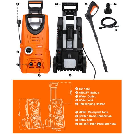 DMTOOL Nettoyeur Haute Pression électrique TOPSHAK TS-HPW2 130 Bars Avec 5m Tuyau 4 DMTOOL Nettoyeur Haute Pression électrique TOPSHAK TS-HPW2 130 Bars Avec 5m Tuyau – Image 2