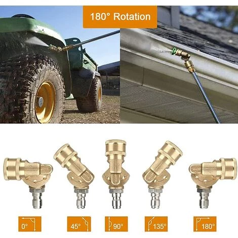TANABATA Coupleur Pivotant Pour Nettoyeur Haute Pression, Rotation à 180°, 4500PSI, Connexion Rapide 1/4", Avec 7 Buses Pour Le Nettoyage De Gouttières/fenêtres/Voiture/Jantes 5 TANABATA Coupleur Pivotant Pour Nettoyeur Haute Pression, Rotation à 180°, 4500PSI, Connexion Rapide 1/4", Avec 7 Buses Pour Le Nettoyage De Gouttières/fenêtres/Voiture/Jantes – Image 3
