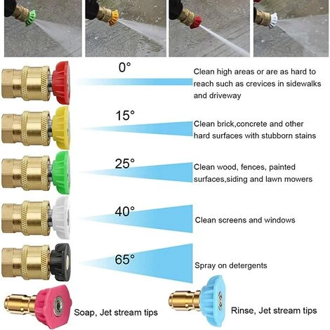 TANABATA Coupleur Pivotant Pour Nettoyeur Haute Pression, Rotation à 180°, 4500PSI, Connexion Rapide 1/4", Avec 7 Buses Pour Le Nettoyage De Gouttières/fenêtres/Voiture/Jantes 7 TANABATA Coupleur Pivotant Pour Nettoyeur Haute Pression, Rotation à 180°, 4500PSI, Connexion Rapide 1/4", Avec 7 Buses Pour Le Nettoyage De Gouttières/fenêtres/Voiture/Jantes – Image 5
