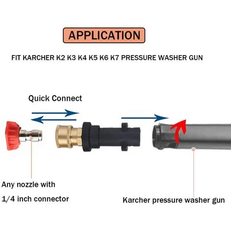 Adaptateur Buse De Nettoyage Haute Pression Avec Raccord Femelle 1/4‘’ à Connexion Rapide Compatible Avec Les Nettoyeurs Haute Pression Karcher/Kärcher Série K K2, K3, K4, K5, K6, K7 Fontainebleau 2Pcs 6 Adaptateur Buse De Nettoyage Haute Pression Avec Raccord Femelle 1/4‘’ à Connexion Rapide Compatible Avec Les Nettoyeurs Haute Pression Karcher/Kärcher Série K K2, K3, K4, K5, K6, K7 Fontainebleau 2Pcs – Image 4