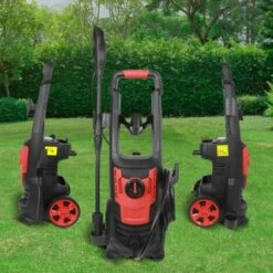 SKYLANTERN Nettoyeur Haute Pression 130 Bars - 230V Pour Jardin, Terrasse, Voiture - Rouge Foncé