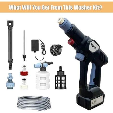 DAY PLUS Nettoyeur Haute Pression Sans Fil Max 652 PSI Avec Batterie 4Ah Et Chargeur, Pression à 3 Vitesses, Laveuse à Pression Portable Avec Accessoires Pour Laver Les Clôtures De Voiture Bardage Arrosage Des Fleurs 7 DAY PLUS Nettoyeur Haute Pression Sans Fil Max 652 PSI Avec Batterie 4Ah Et Chargeur, Pression à 3 Vitesses, Laveuse à Pression Portable Avec Accessoires Pour Laver Les Clôtures De Voiture Bardage Arrosage Des Fleurs – Image 5