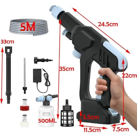 DAY PLUS Nettoyeur Haute Pression Sans Fil 21V Nettoyeur Haute Pression Sans Fil 30Bar Avec 3 Buses Lance D'extension Tuyau 5M Idéal Pour Laver Les Voitures Nettoyer Les Clôtures Sols De Jardin 4 DAY PLUS Nettoyeur Haute Pression Sans Fil 21V Nettoyeur Haute Pression Sans Fil 30Bar Avec 3 Buses Lance D'extension Tuyau 5M Idéal Pour Laver Les Voitures Nettoyer Les Clôtures Sols De Jardin – Image 2