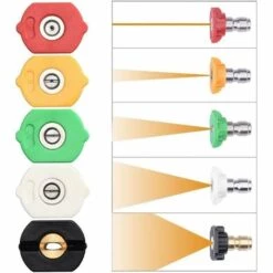 DEVENIRRICHE Embouts De Buse De Rondelle De Pression Laiton Acier Inoxydable Buses De Nettoyeur Plusieurs Degrés Buses De Pulvérisation Coupleur Pivotant à Connexion Rapide Pour Nettoyage De Voiture 5 Pièces 1.4 -Nettoyeur Haute Pression Soldes 49095846 3