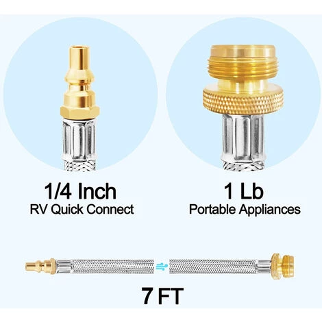 HAPPYSHOPPING Four Portable à Connexion Rapide Tuyau Trempé Barbecue Cuisinière Cuisinière Connexion Gaz Basse Pression RV 1/4 Pouce Connexion Gaz Propane, 7 Pi - 7 Pi 5 HAPPYSHOPPING Four Portable à Connexion Rapide Tuyau Trempé Barbecue Cuisinière Cuisinière Connexion Gaz Basse Pression RV 1/4 Pouce Connexion Gaz Propane, 7 Pi - 7 Pi – Image 3