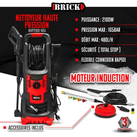 Nettoyeur Haute Pression 2100W - 165 Bars Avec Moteur à Induction + Accessoires - Brick 4 Nettoyeur Haute Pression 2100W - 165 Bars Avec Moteur à Induction + Accessoires - Brick – Image 2