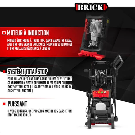 Nettoyeur Haute Pression 2100W - 165 Bars Avec Moteur à Induction + Accessoires - Brick 6 Nettoyeur Haute Pression 2100W - 165 Bars Avec Moteur à Induction + Accessoires - Brick – Image 4