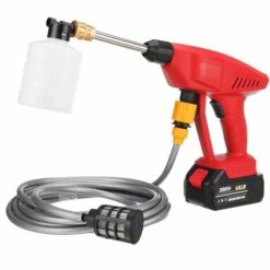 DMTOOL Laveuse Haute Pression Sans Fil Pour Lave-auto Portable Avec Buse 388VF 30Bar 2 Batteries Rouge