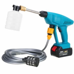 DMTOOL Laveuse Haute Pression Sans Fil Pour Lave-auto Portable Avec Buse 388VF 30Bar 2 Batteries Bleu