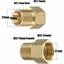 DECKON Coupleur De Nettoyeur Haute Pression En Laiton, Métrique M22 15 Mm Mâle Vers M22 14/15 Mm Femelle Filetage Interne Adaptateur De Tuyau -Nettoyeur Haute Pression Soldes 51585557 3