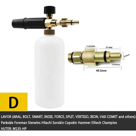 DECKON Canon à Mousse Lance à Mousse Pour Nettoyeur Haute Pression, Pièces En Laiton, Concentration Réglable, Plage De Pulvérisation Réglable 900ML 4 DECKON Canon à Mousse Lance à Mousse Pour Nettoyeur Haute Pression, Pièces En Laiton, Concentration Réglable, Plage De Pulvérisation Réglable 900ML – Image 2