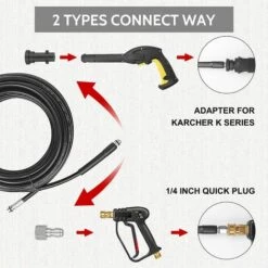 DECKON 15M Kit De Nettoyage De Tuyau De Vidange De Nettoyeur Haute Pression Pour Série Karcher K, Adaptateur Compatible Avec Lavor, Bosch, Dégagement Rapide 1/4 '', 1 Buse De Pulvérisation Avant 6 -Nettoyeur Haute Pression Soldes 51602410 3