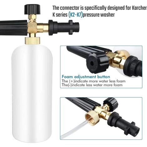 READCLY Réglable Canon à Mousse Buse De 1 Litre En Mousse De Neige Lance Buse De Distribution De Savon Pour Pistolet Pour Nettoyeur Haute Pression K Série K2 / K3 / K4 / K5 / K6 / K7 5 READCLY Réglable Canon à Mousse Buse De 1 Litre En Mousse De Neige Lance Buse De Distribution De Savon Pour Pistolet Pour Nettoyeur Haute Pression K Série K2 / K3 / K4 / K5 / K6 / K7 – Image 3