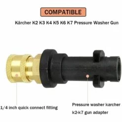 TINOR Adaptateur De Pistolet Pour Nettoyeur Haute Pression Avec Raccord Femelle 1/4‘’ à Connexion Rapide Compatible Avec Les Nettoyeurs Haute Pression Karcher/Kärcher Série K K2, K3, K4, K5, K6, K7 -Nettoyeur Haute Pression Soldes 52692120 2