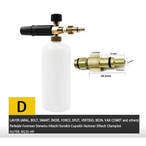 THSINDE 900ML Canon à Mousse Lavor/Parkside/Spear And Jackson Lance à Mousse Pour Nettoyeur Haute Pression, Pièces En Laiton, Concentration Réglable, Plage De Pulvérisation Réglable 3 THSINDE 900ML Canon à Mousse Lavor/Parkside/Spear And Jackson Lance à Mousse Pour Nettoyeur Haute Pression, Pièces En Laiton, Concentration Réglable, Plage De Pulvérisation Réglable