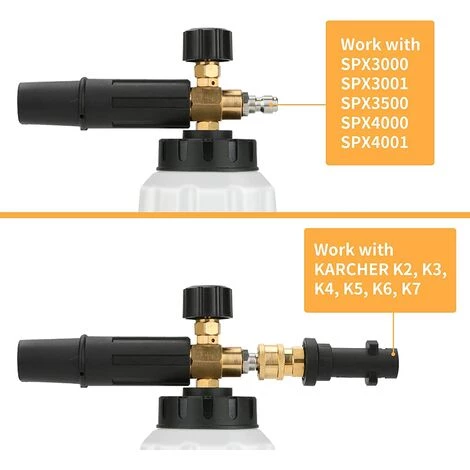 VERSAILLESFR Pistolet à Mousse Pour Tous Raccord Rapide 1/4 Pouce Canon Mousse Réglable Haute Pression Voiture Et 5 Embouts De Buse De Pulvérisation 1L Accessoire Pour Nettoyeurs Haute Pression,Versailles 4 VERSAILLESFR Pistolet à Mousse Pour Tous Raccord Rapide 1/4 Pouce Canon Mousse Réglable Haute Pression Voiture Et 5 Embouts De Buse De Pulvérisation 1L Accessoire Pour Nettoyeurs Haute Pression,Versailles – Image 2