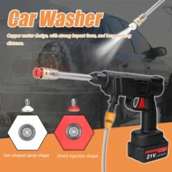 SUPERSELLER Outil De Lavage De Voiture à Haute Pression Sans Fil Domestique Machine De Nettoyage De Véhicule Portable Laveuse D'automobile Avec Bouteille En Mousse - PRISE UE -Nettoyeur Haute Pression Soldes 54242162 3